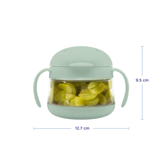 Side angle of Ubbi Tweat snack cup showing bird shape