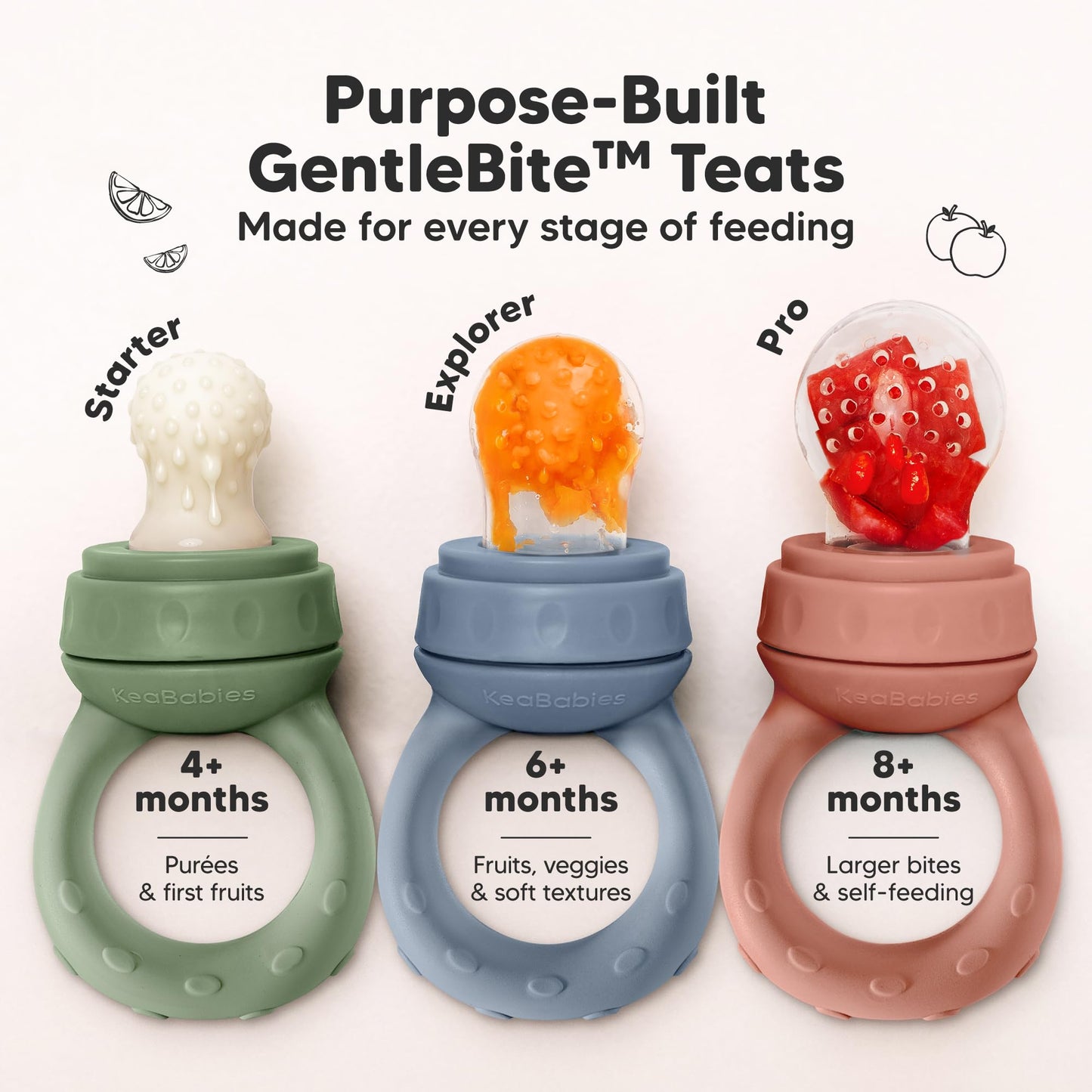 KeaBabies baby feeder being used as a frozen breast milk teether