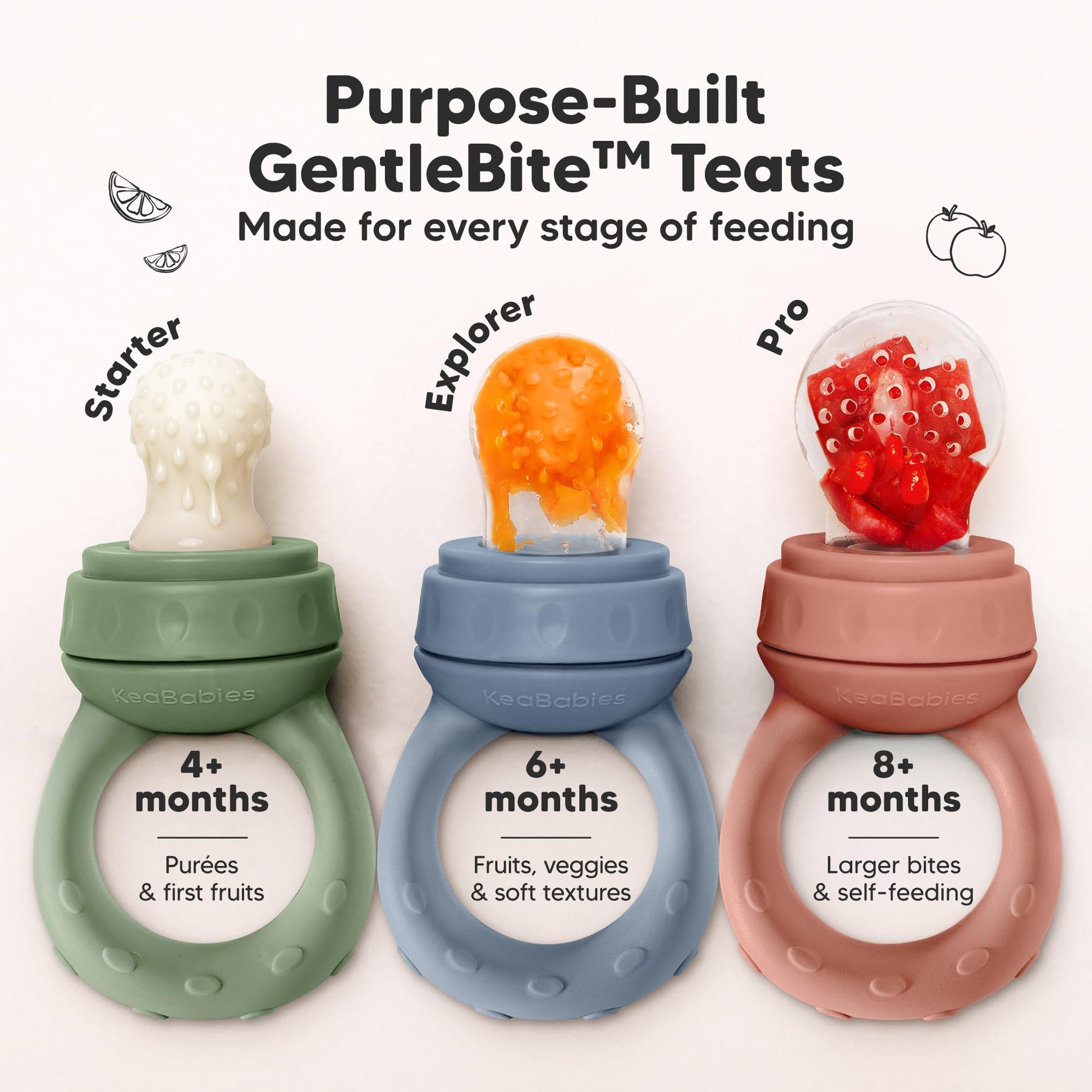KeaBabies baby feeder being used as a frozen breast milk teether