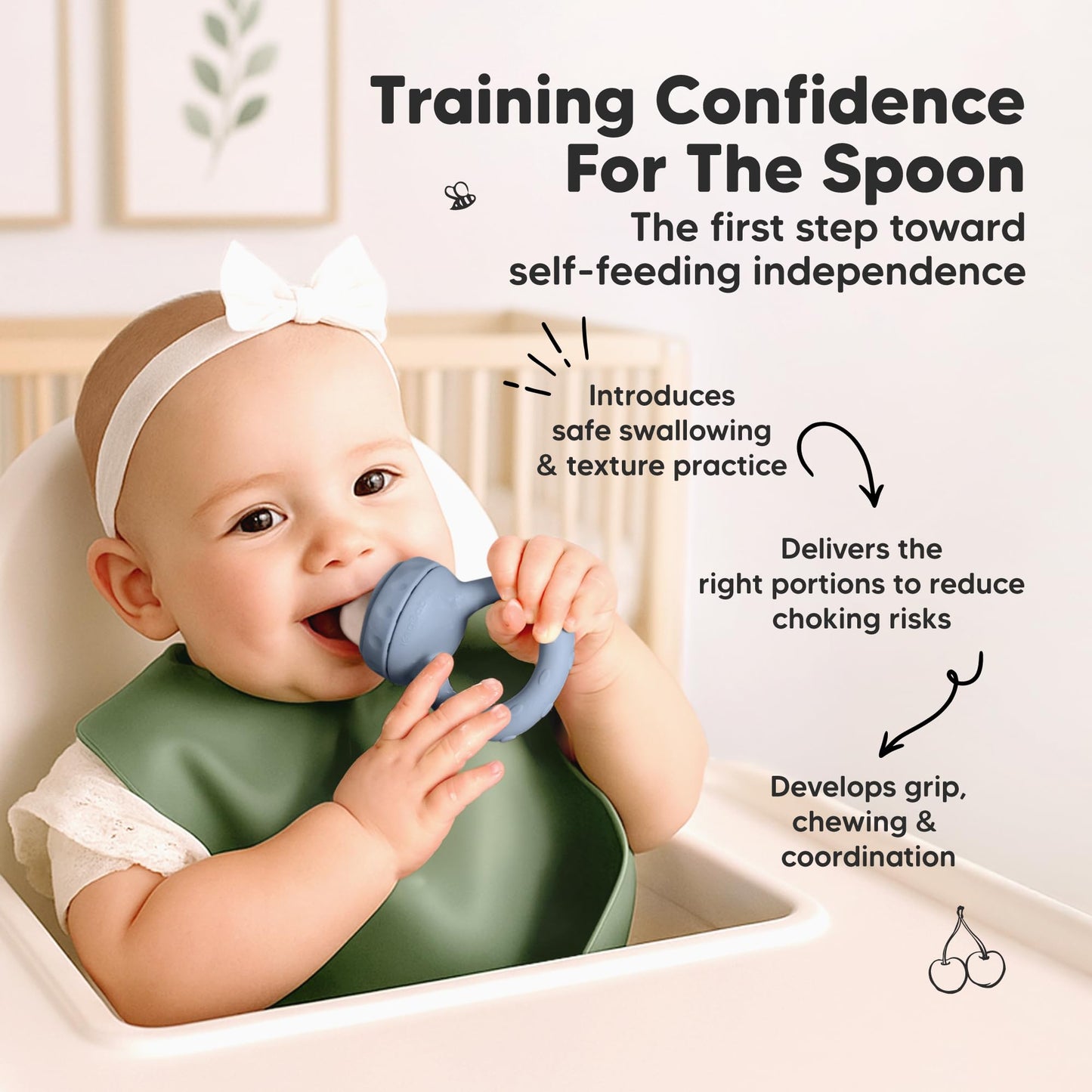 Parent holding KeaBabies baby fruit feeder for infant feeding