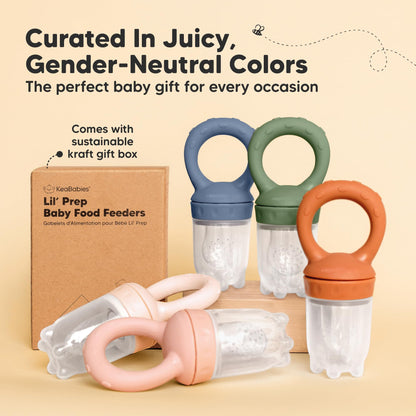 KeaBabies baby fruit feeder set in retail packaging