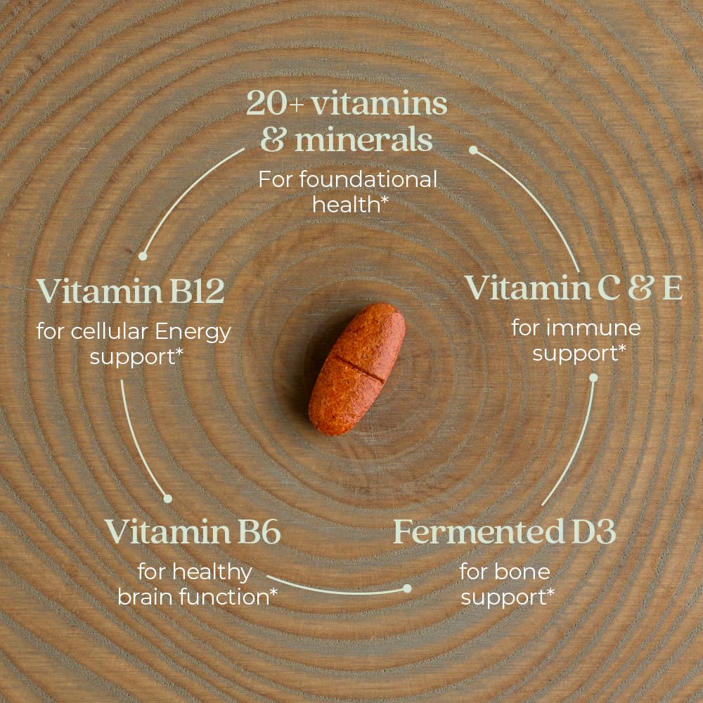 New Chapter senior women daily vitamin supplement showing vegetarian tablets for absorption