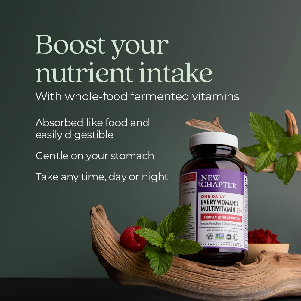New Chapter non-GMO gluten-free daily multivitamin bottle for women packaging overview
