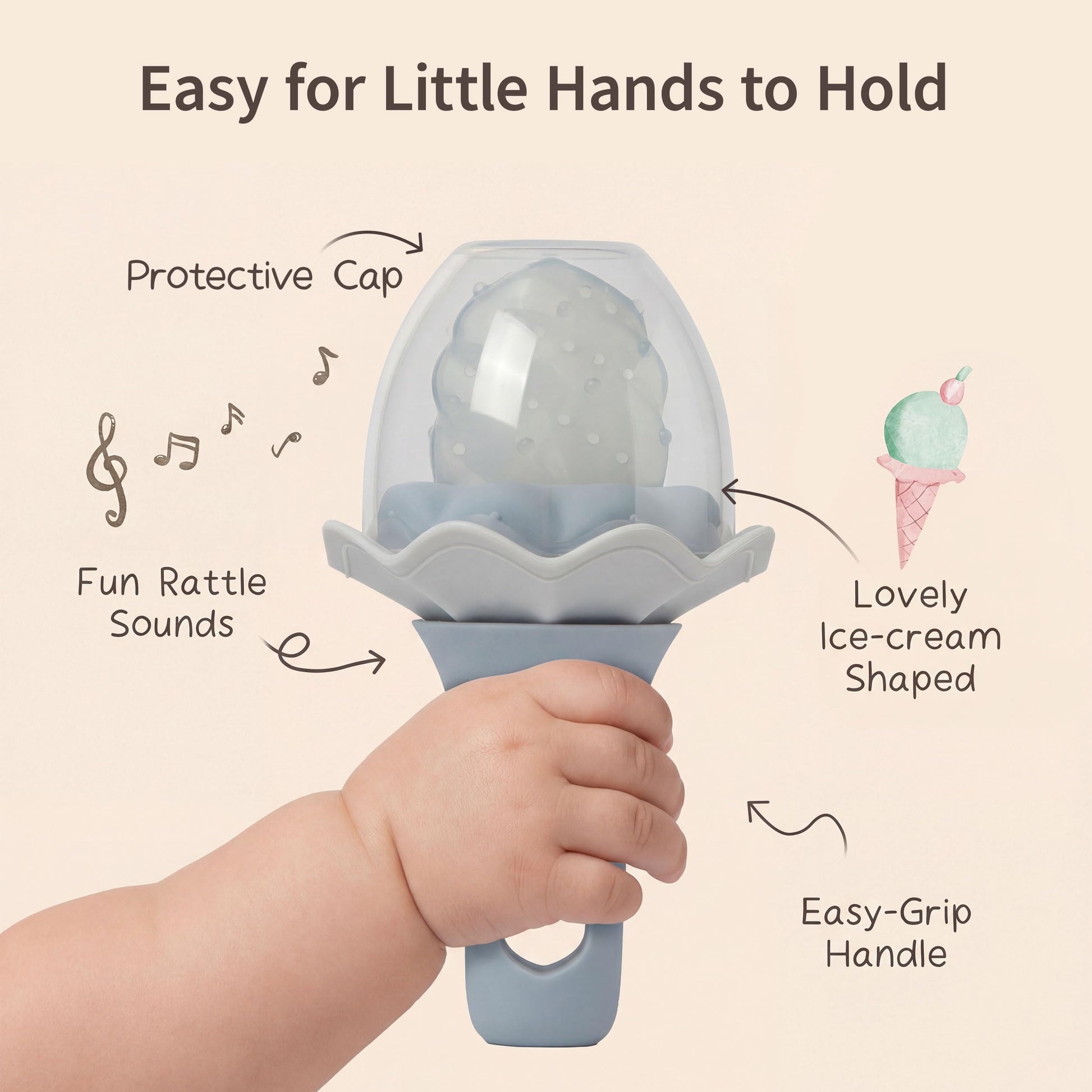 Side view of Moonkie BPA free silicone feeder for teething relief