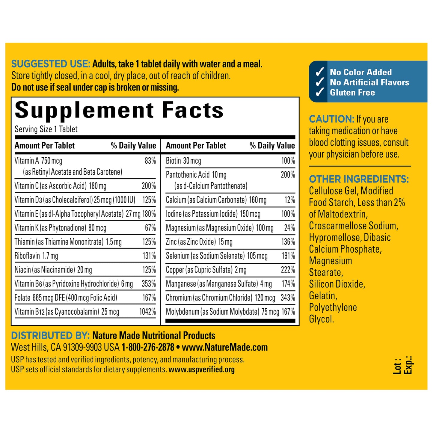 Nature Made premium mens multivitamin 90 tablets clean background presentation