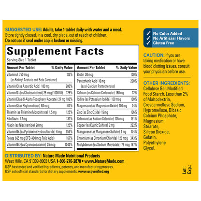 Nature Made premium mens multivitamin 90 tablets clean background presentation