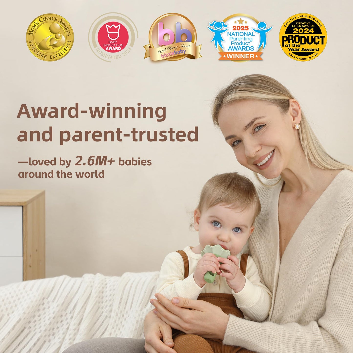 Moonkie food feeder demonstrating ease of grip for infants