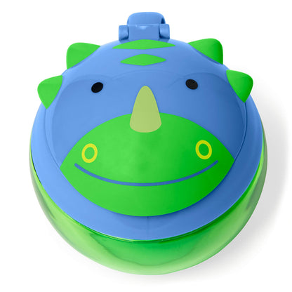Skip Hop toddler snack cup showing transparent body and snap-top lid