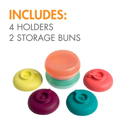 Boon Drizzle silicone drip catcher holding a popsicle