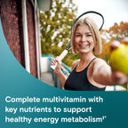 Side profile view of One A Day women multivitamin packaging and ingredient highlights