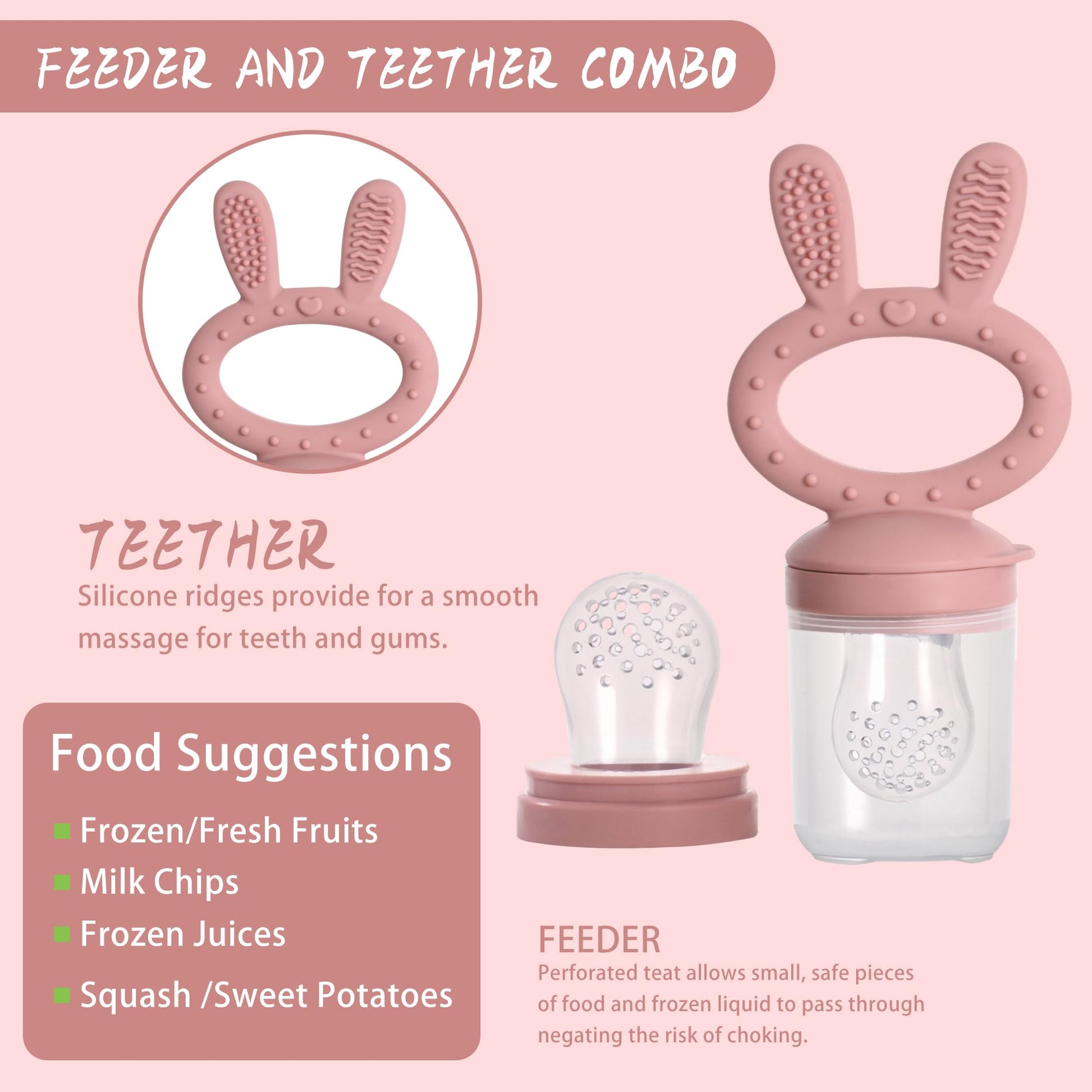 Baby fruit feeder pacifier with rabbit handle design