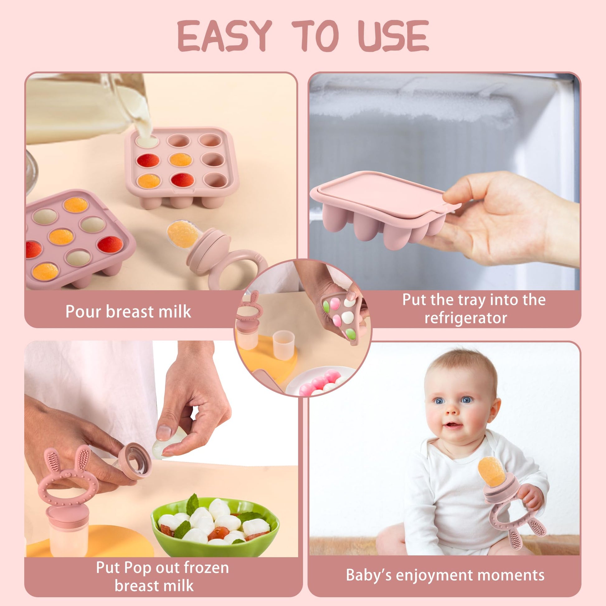 Four pack baby feeding and teething set components