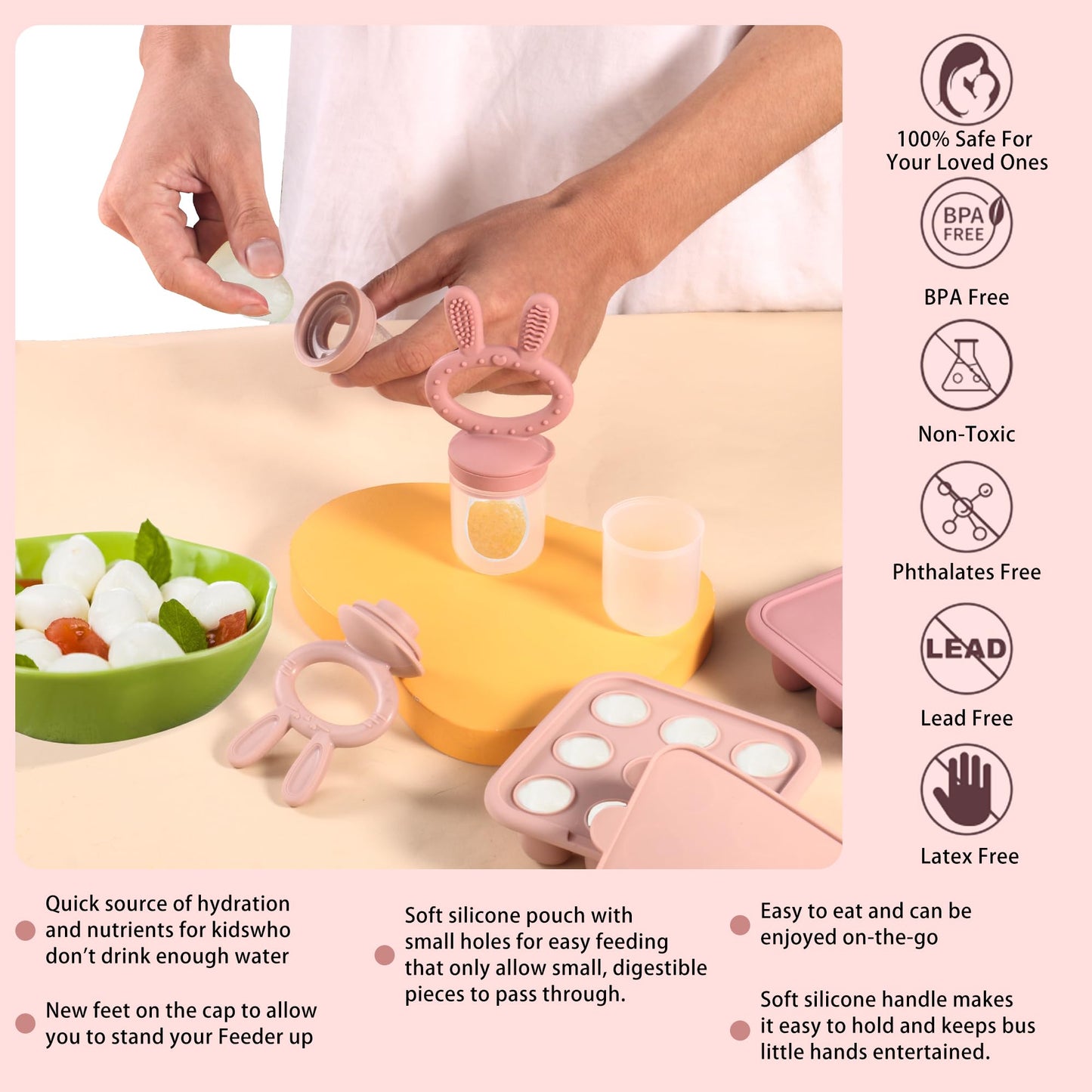 Top view of Wajiayon silicone baby food storage tray