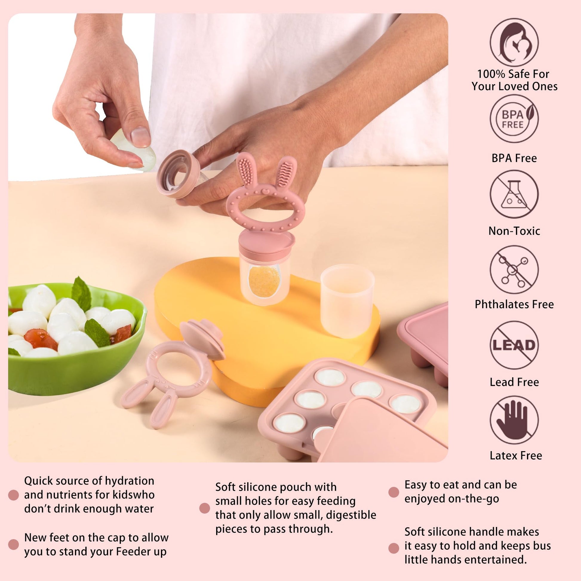 Top view of Wajiayon silicone baby food storage tray