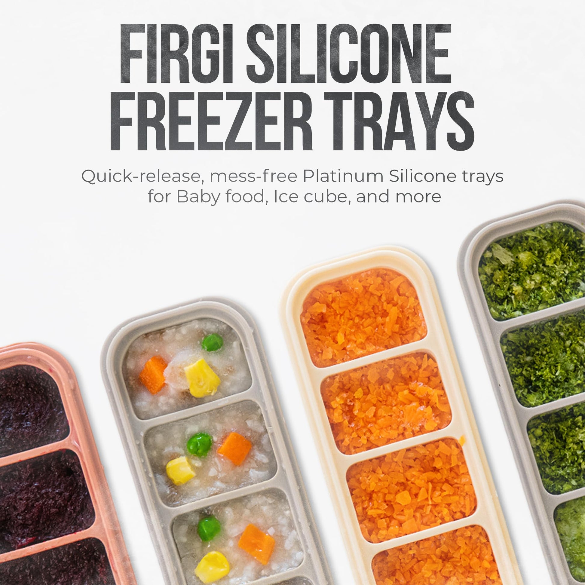 Side profile showing stackable design of Firgi silicone tray