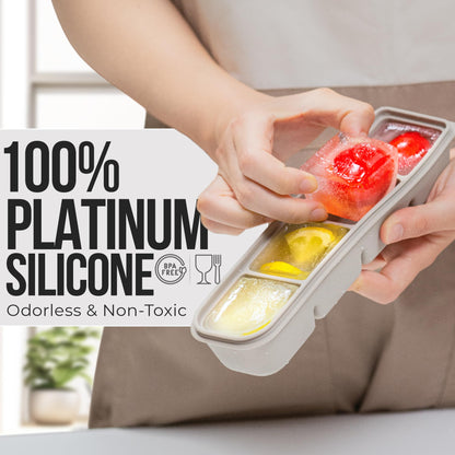 Close up of platinum silicone texture and compartment size