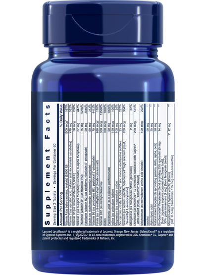 Life Extension high potency daily multivitamin tablets nutritional supplement ingredients label