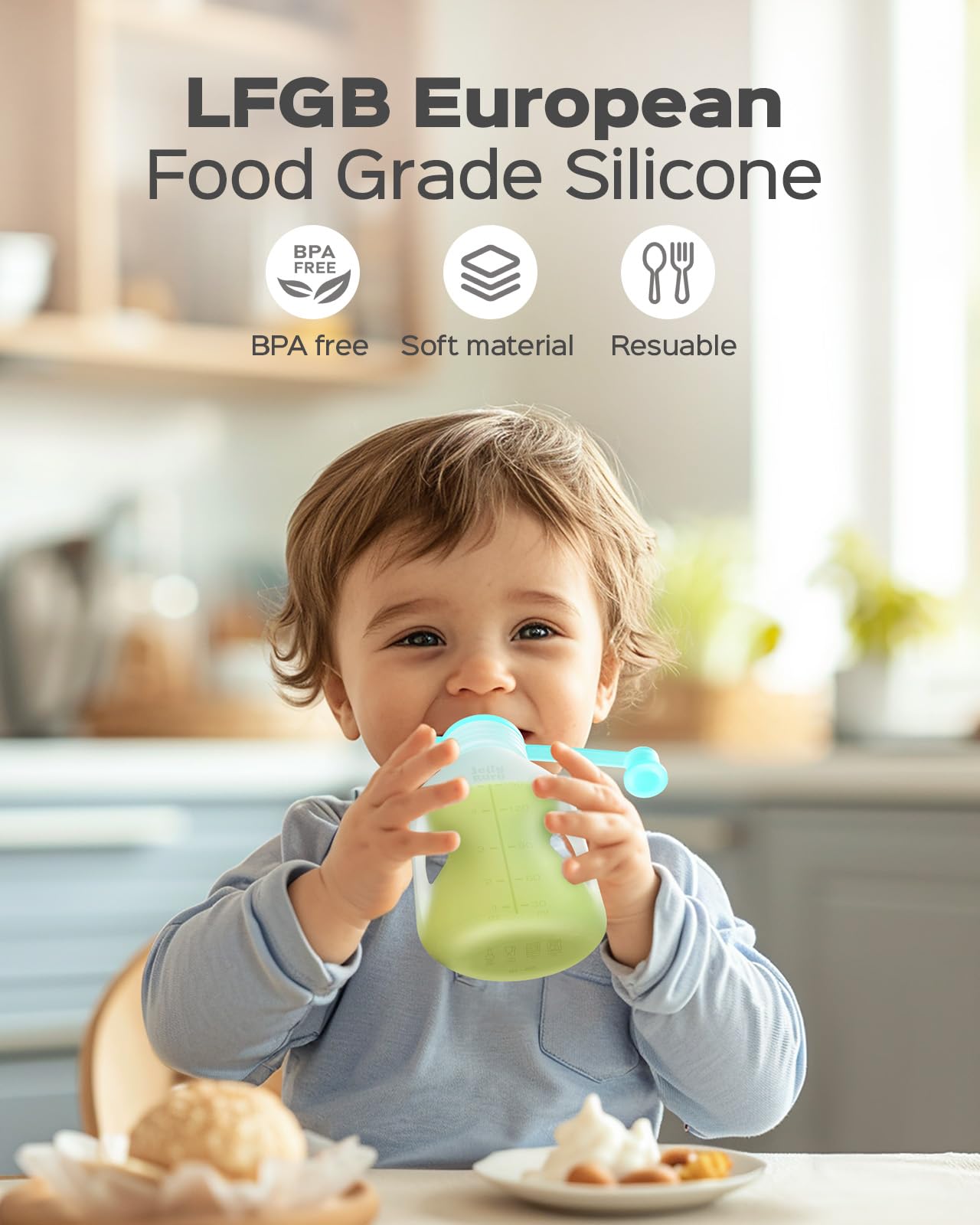 Four pack of Jelly Ruru silicone baby food containers