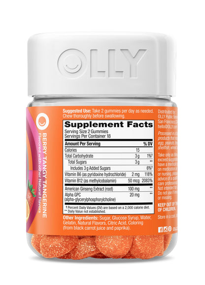 Authentic USA imported OLLY memory support dietary supplement showing clear direct usage instructions.
