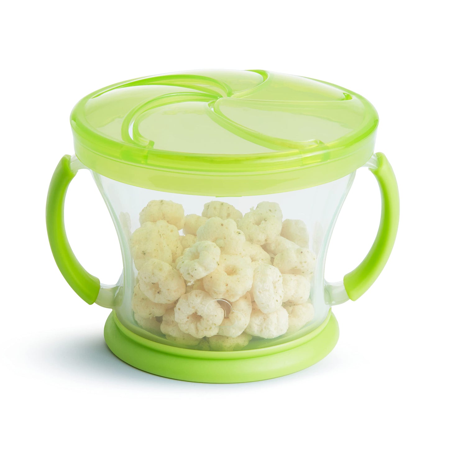 Side profile of Munchkin Snack Catcher blue and green cups