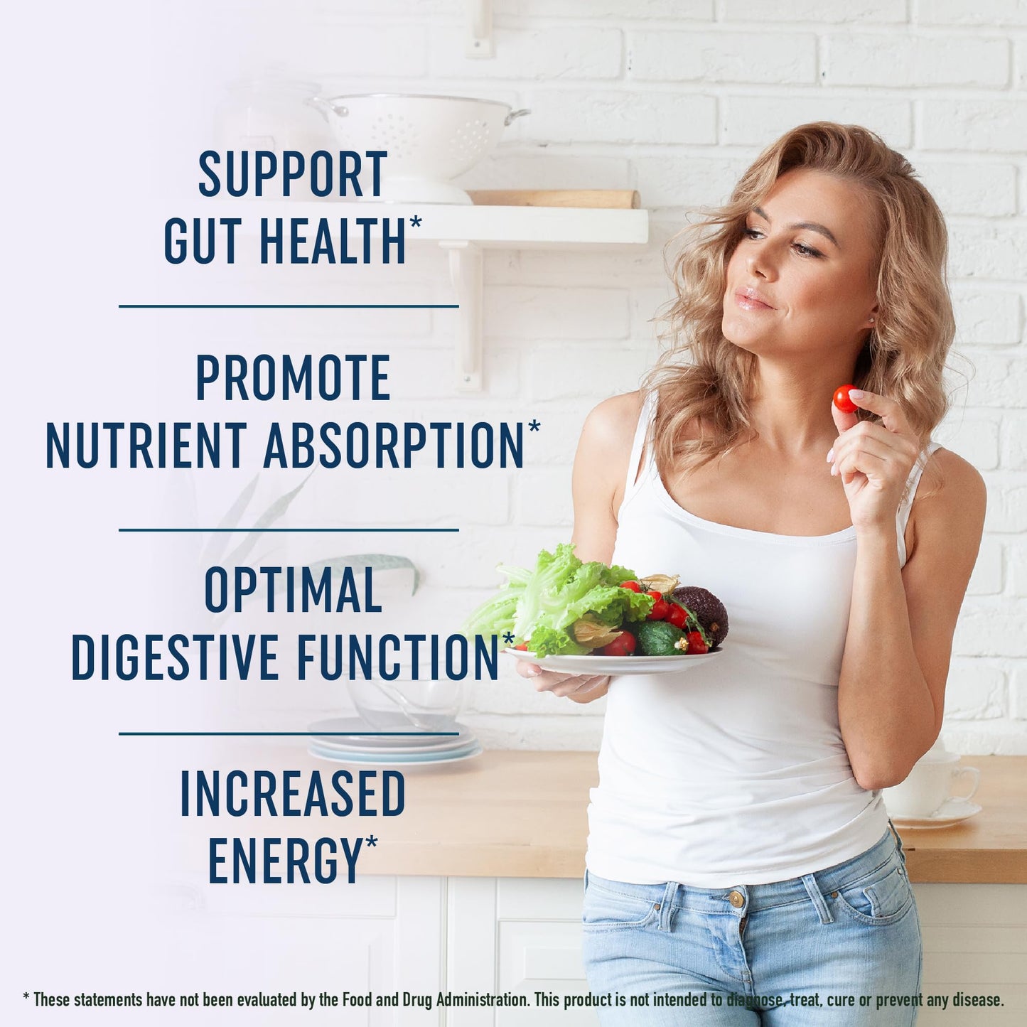 Vegetarian digestive support capsule formula showing ingredient supplement facts label.