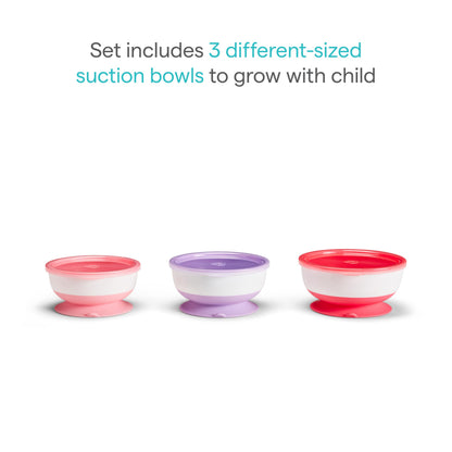 Top down view of Munchkin baby feeding bowl set