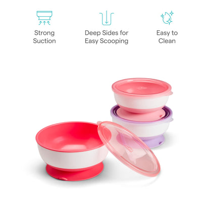 Munchkin suction bowl with quick release tab detail