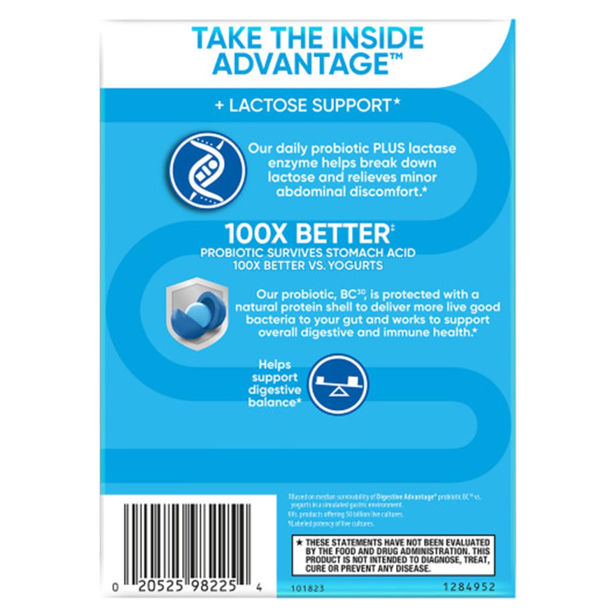 Digestive Advantage Lactose Defense four pack bundle showing authentic imported capsules