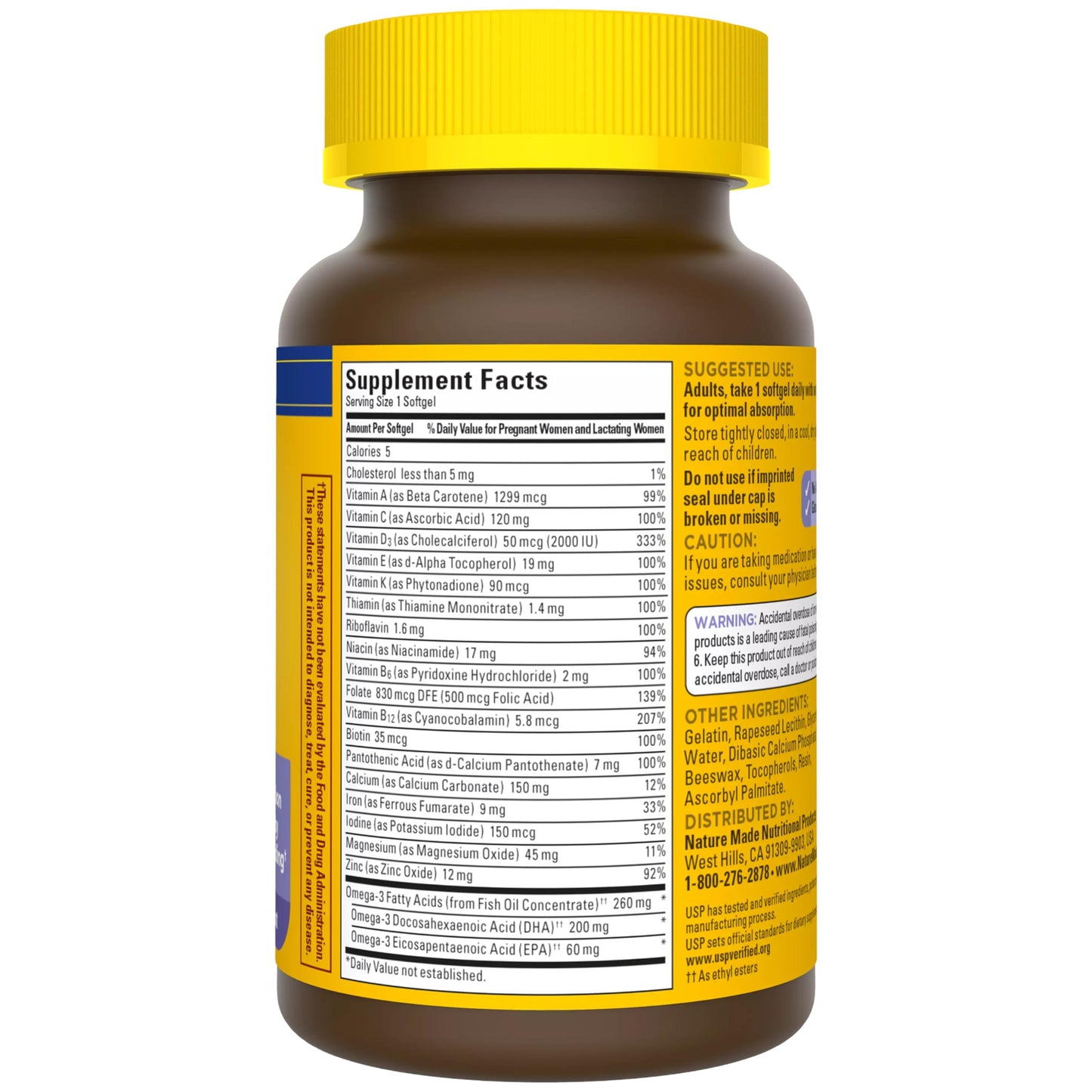 Nature Made Postnatal Multivitamin product image highlighting the dual benefit for mother and baby.
