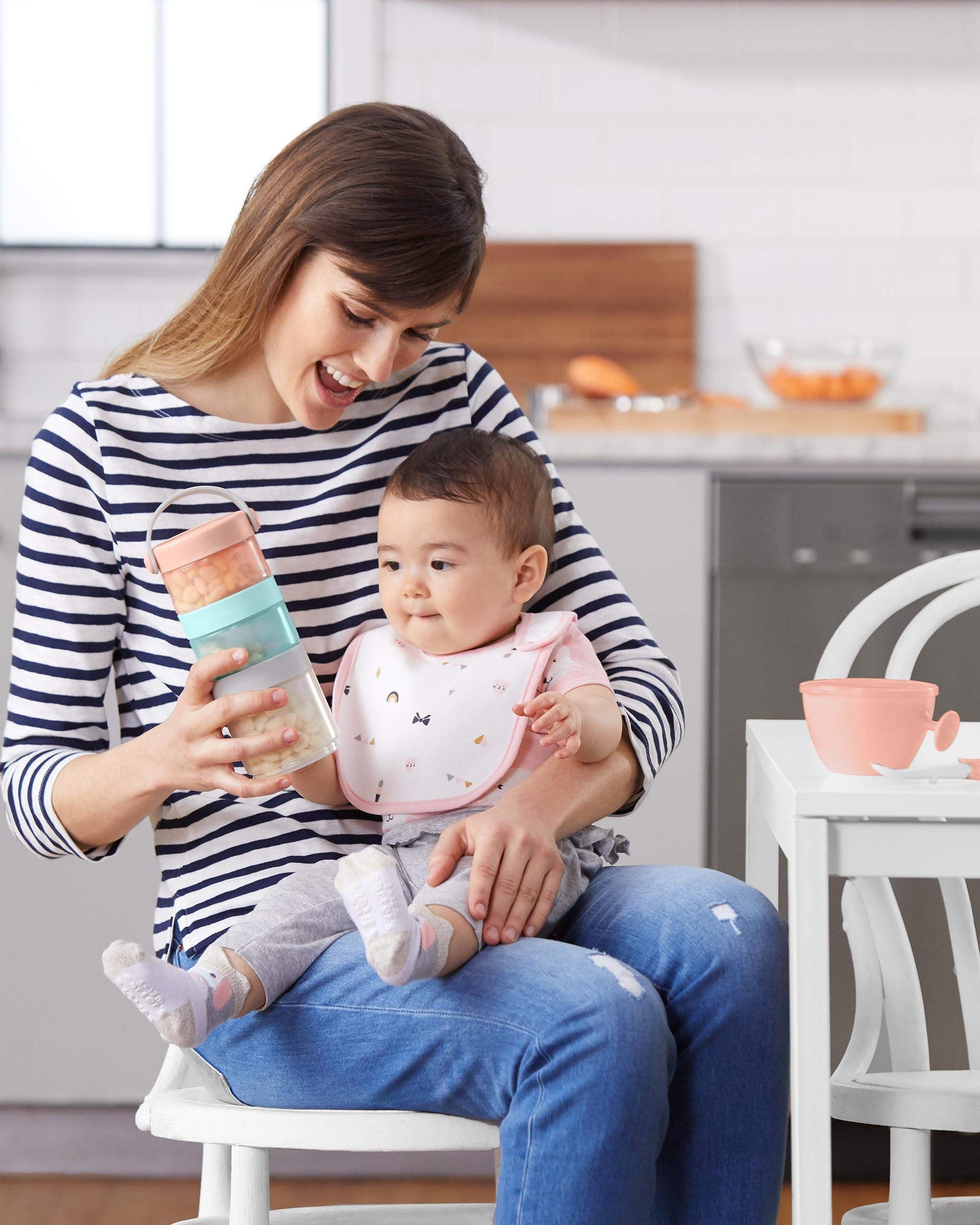 Skip Hop modular baby food containers stacked with handle