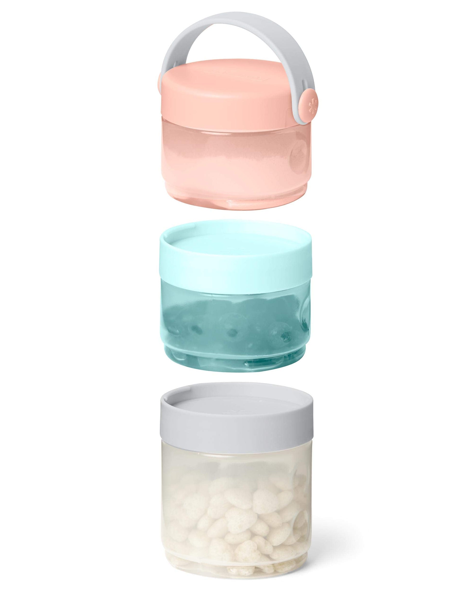 Side profile of Skip Hop baby storage containers showing indented grip
