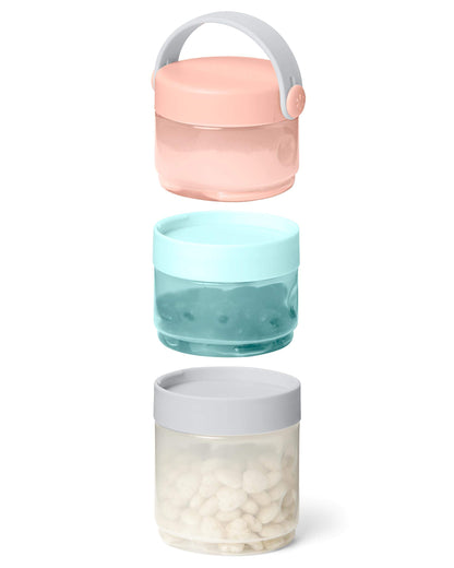 Side profile of Skip Hop baby storage containers showing indented grip