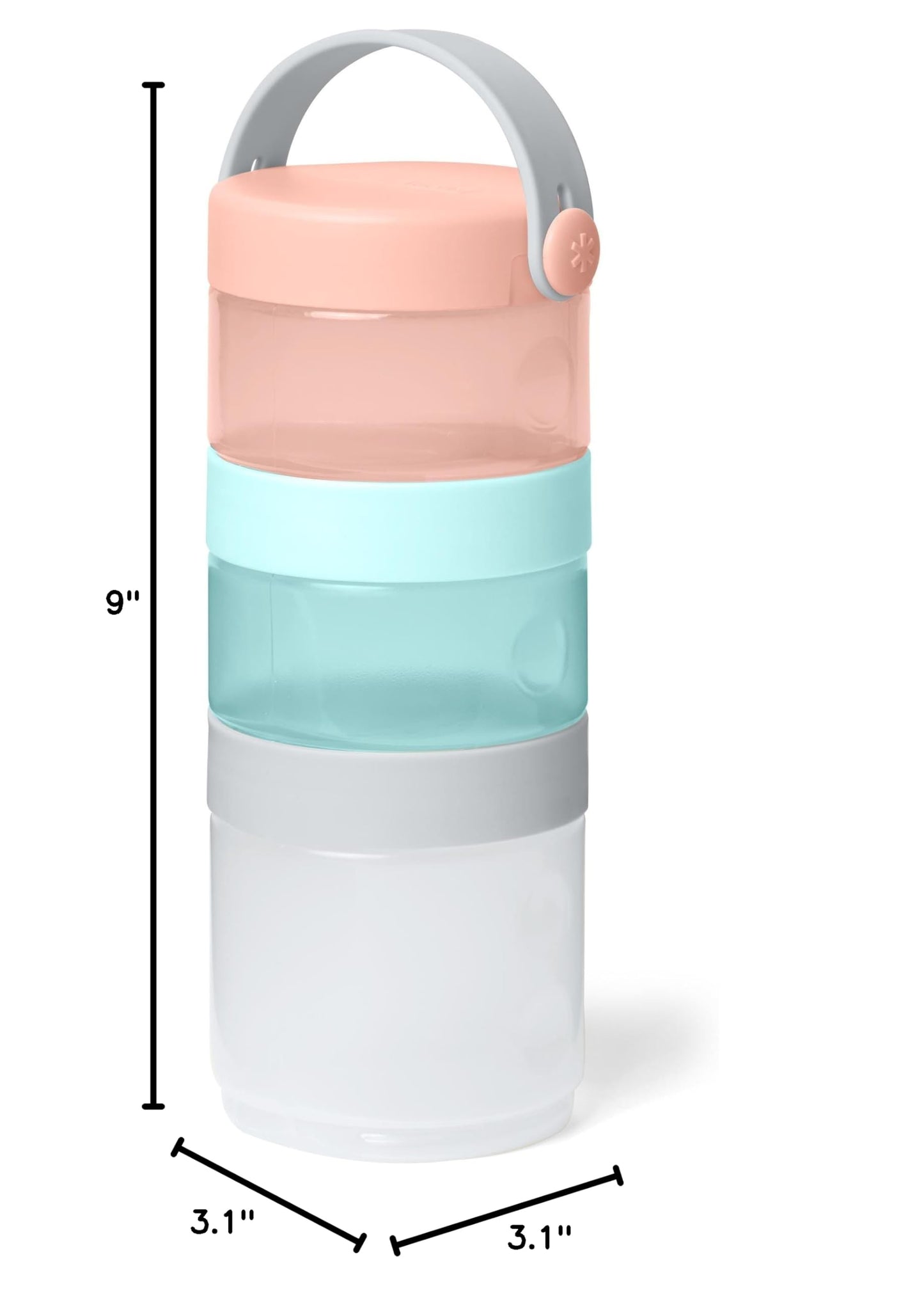 Transparent Skip Hop baby snack jars showing contents