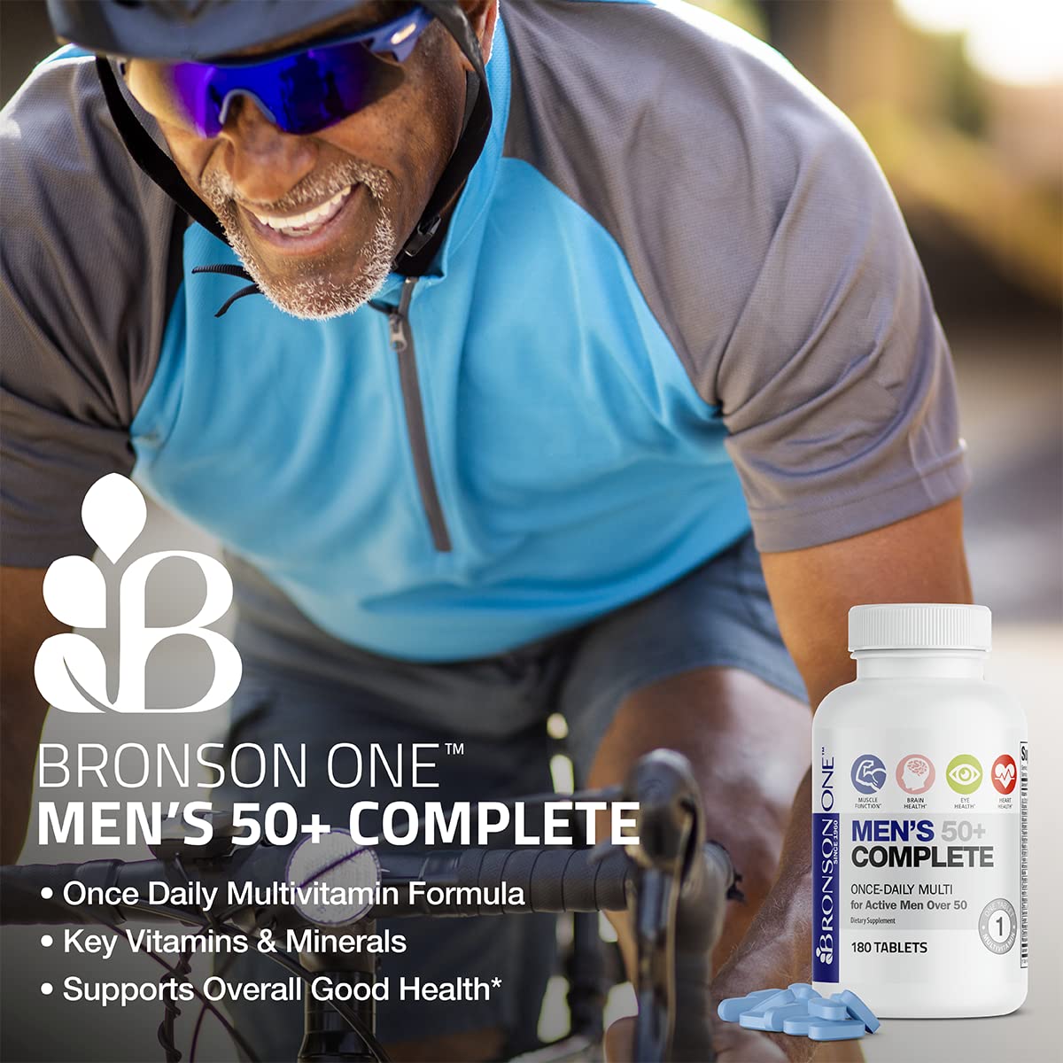 Imported multivitamin multimineral bottle showcasing heart and prostate support benefits