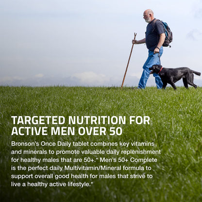 Bronson daily dietary supplement highlighting non-GMO and gluten-free certifications
