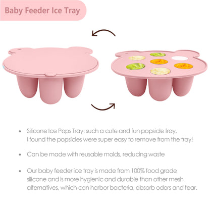 Baby enjoying a frozen treat using the silicone feeder