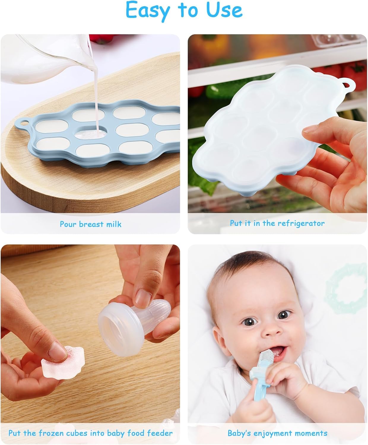 Six-cavity silicone nibble tray for baby food