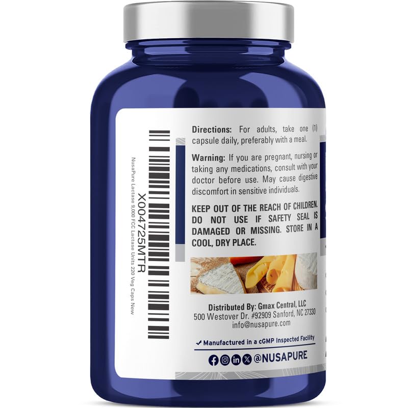 NusaPure Lactase Enzyme capsule close up illustrating the vegan friendly clear capsules for dairy digestion support.