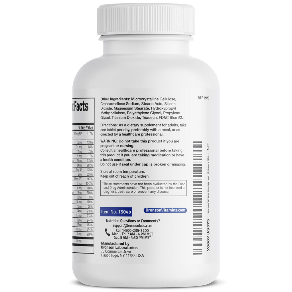 Lifestyle arrangement of Bronson daily vitamin bottle for men