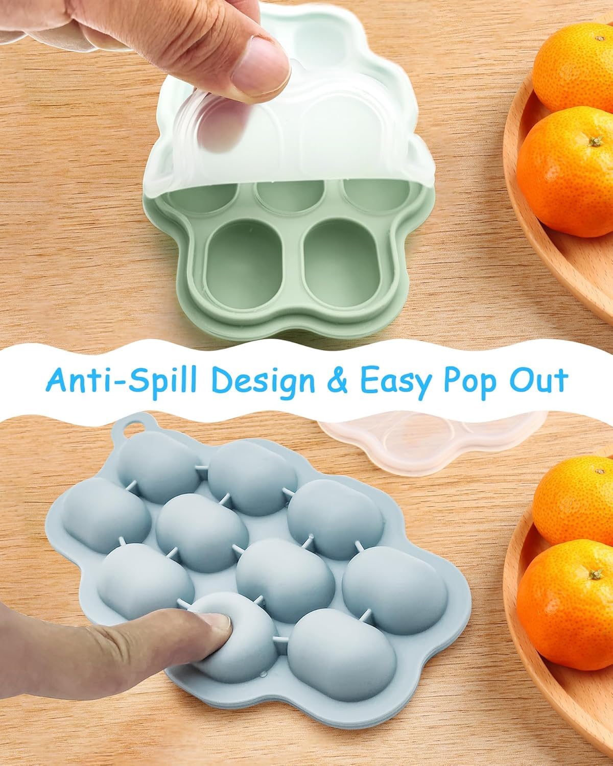Baby food freezer mold showing ease of portion removal