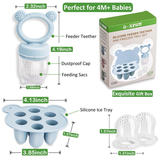 Jexfun baby fruit feeder showing soft silicone pouch detail
