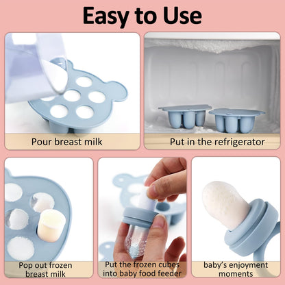 Baby using Jexfun silicone fruit feeder for teething relief
