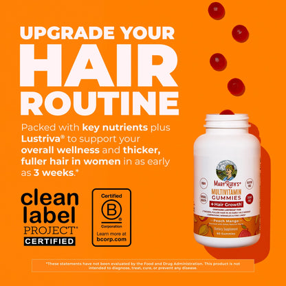 MaryRuth Organics hair growth peach mango gummies supplement nutrition facts label