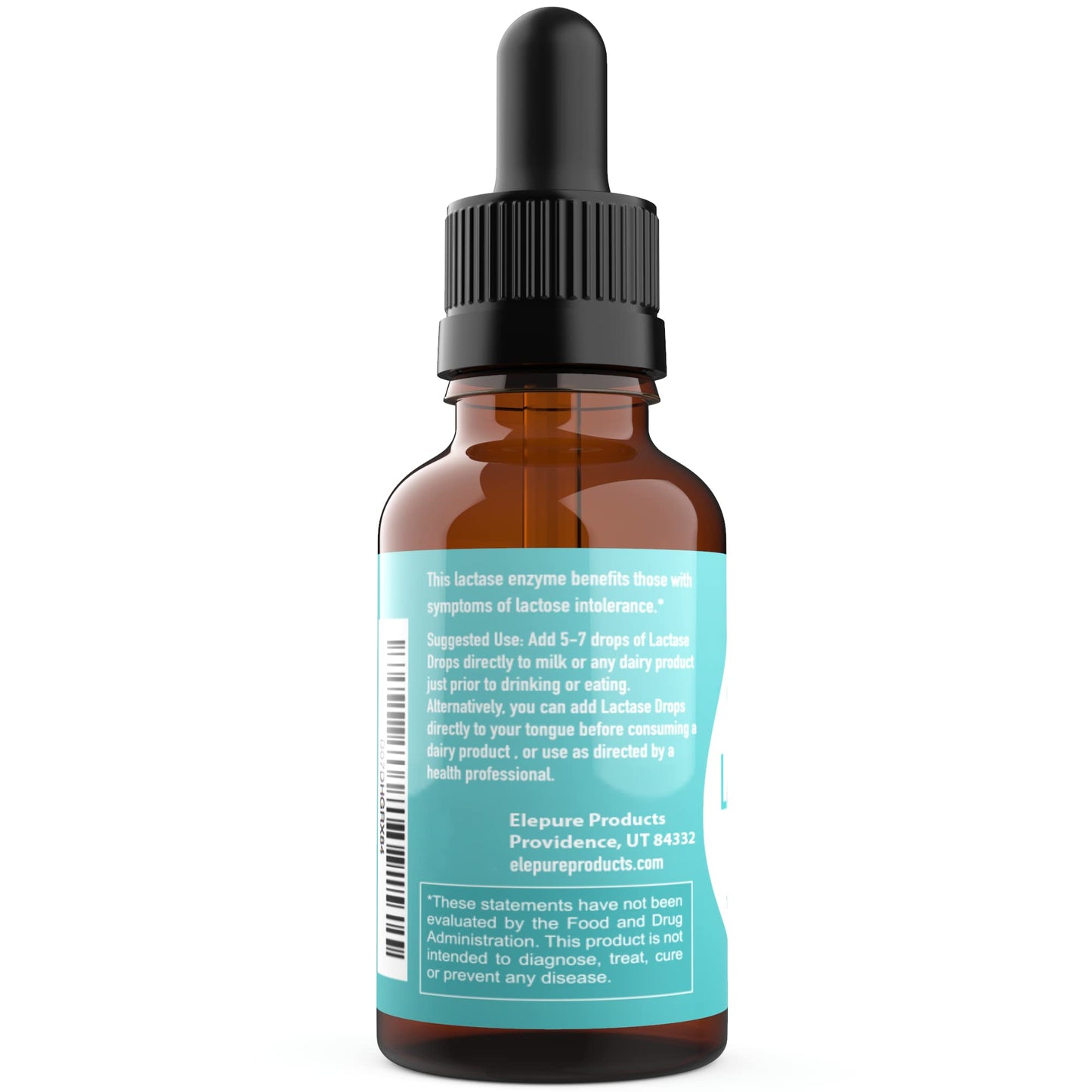 Back label of Elepure Pure Elements bottle outlining instructions for milk pre-treatment and tongue application