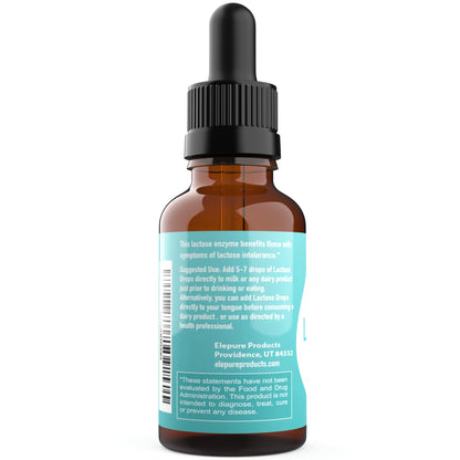 Back label of Elepure Pure Elements bottle outlining instructions for milk pre-treatment and tongue application