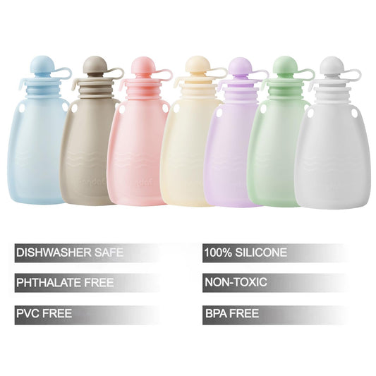 PandaEar 7 pack silicone squeeze pouches for toddlers