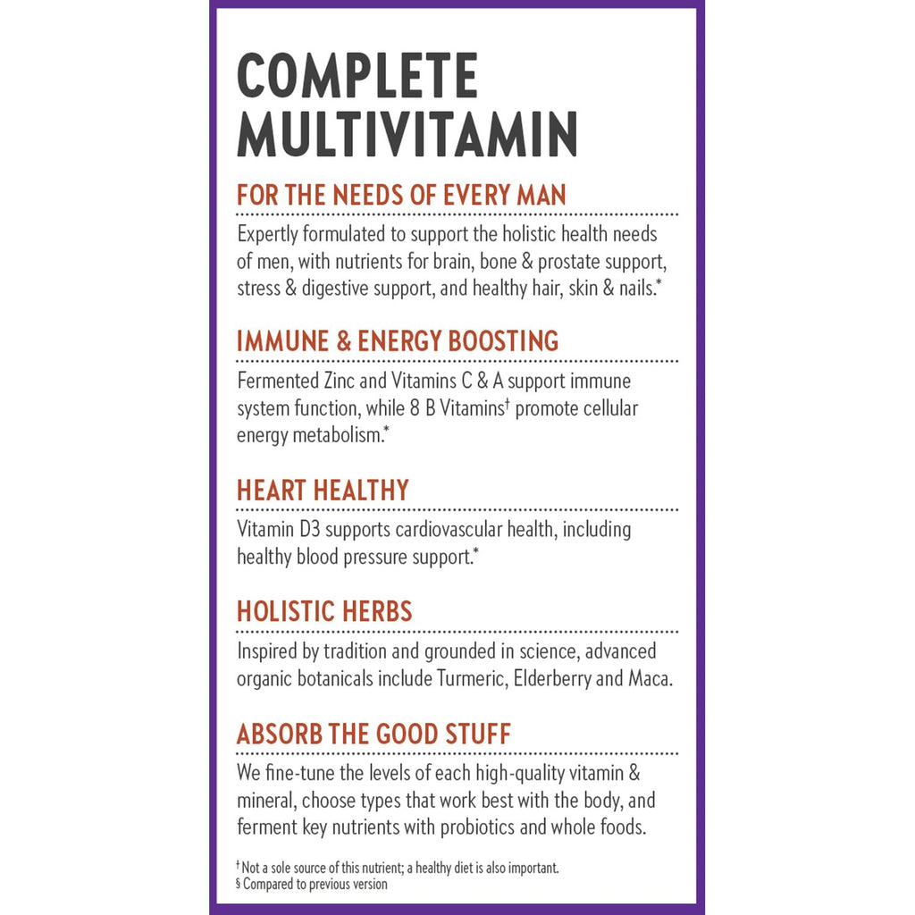New Chapter Every Man's One Daily Multivitamin complete box and bottle layout