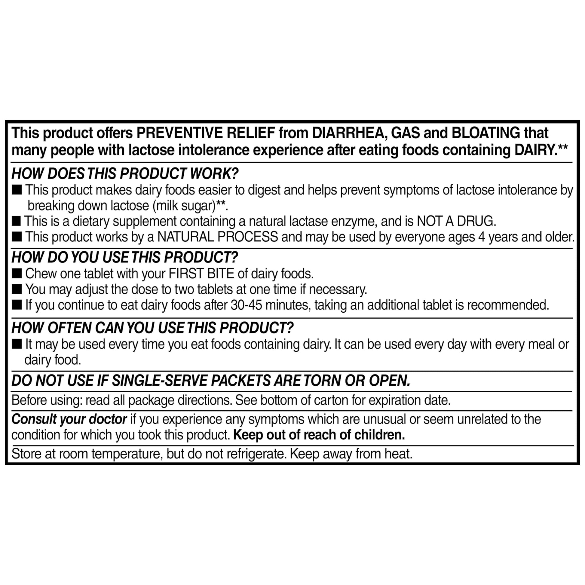 Equate fast acting lactase digestive supplement 32 count box showing allergy warnings.