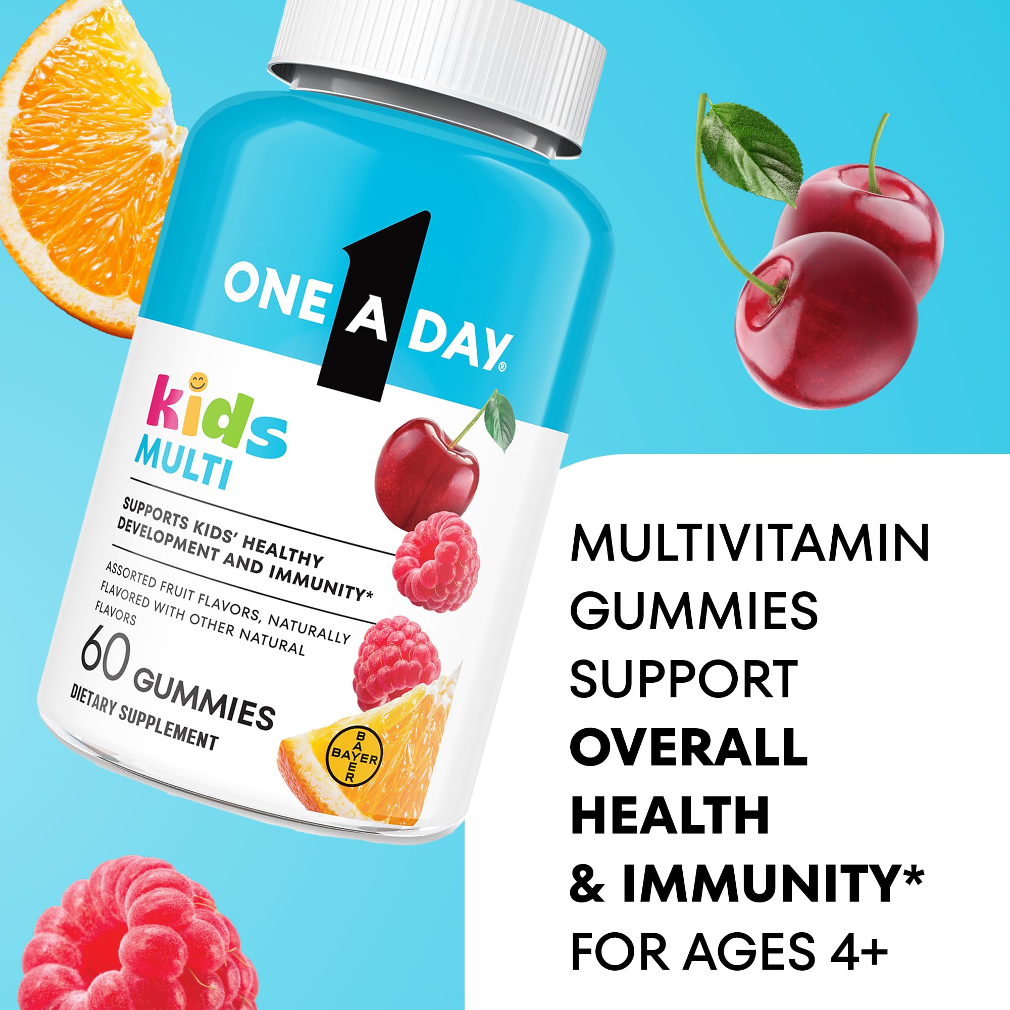 One A Day Kids Multivitamin 60 count assorted fruit flavors