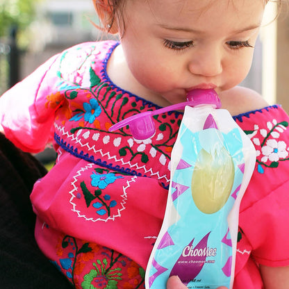 Wide bottom opening of ChooMee baby food pouch